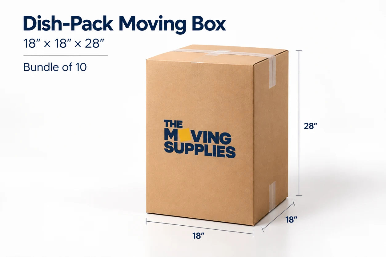 Dish-Pack Moving Box – 18" x 18" x 28" (L x W x H) Bundle of 10