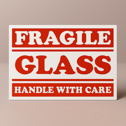 Fragile Glass Handle with Care Label – 4" x 3" (Rolls) 500 Labels - The Moving Supplies