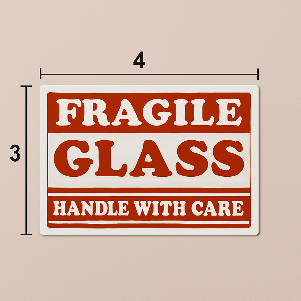 Fragile Glass Handle with Care Label – 4" x 3" (Rolls) 500 Labels - The Moving Supplies