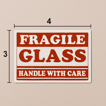 Fragile Glass Handle with Care Label – 4" x 3" (Rolls) 500 Labels - The Moving Supplies