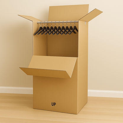 Wardrobe Moving Box – 24" x 21" x 48" - (L x W x H) – Portable Closet - The Moving Supplies