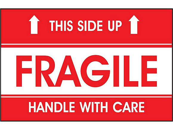 Fragile Handle with Care Label 3” x 5”
