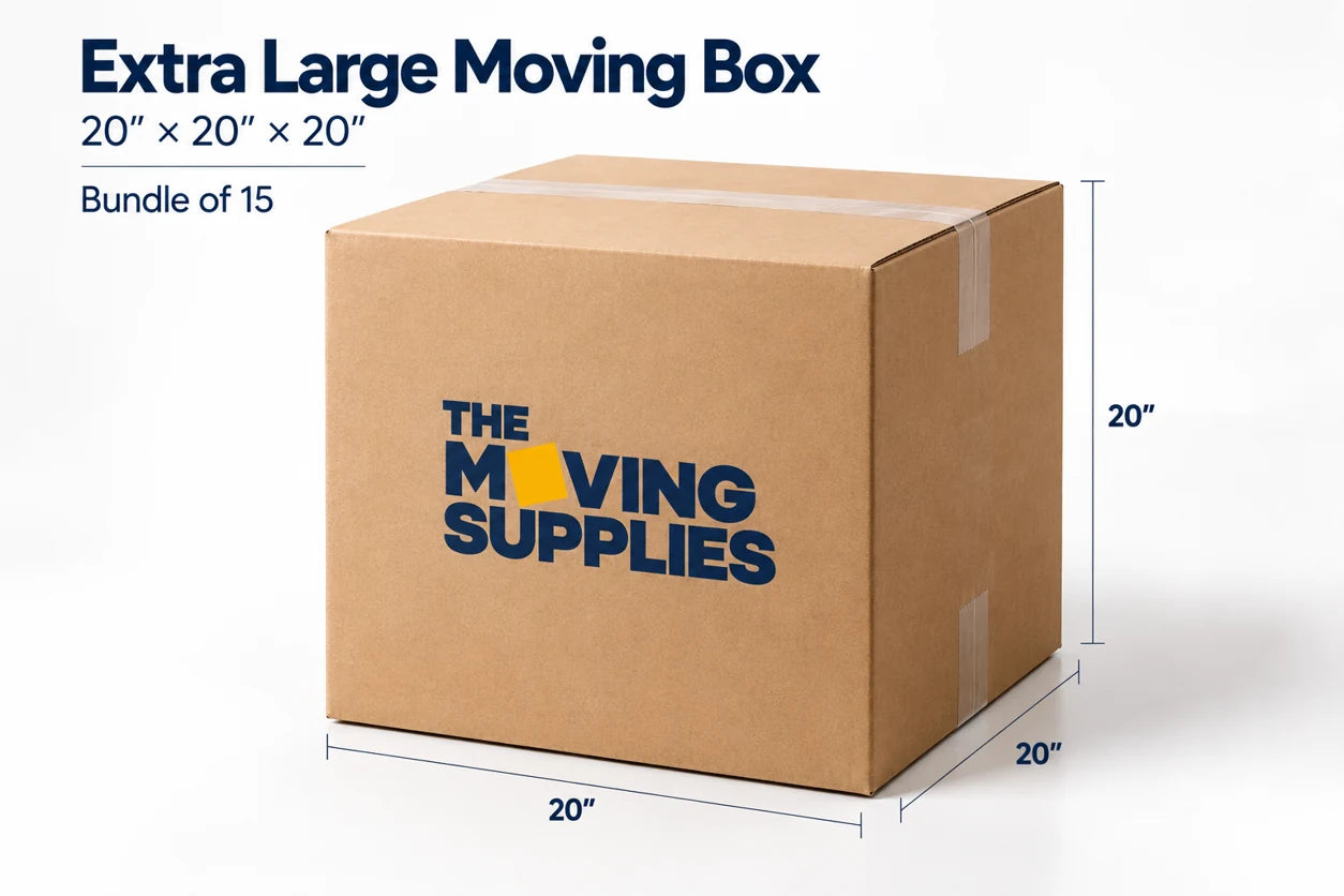 Extra Large Moving Box – 20" x 20" x 20" (L x W x H) – Bundle of 15
