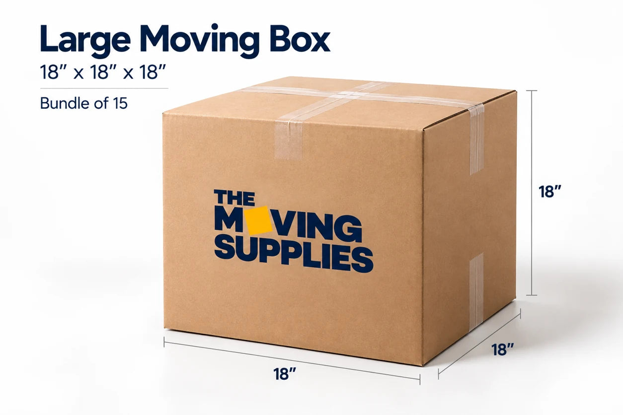 Large Moving Box – 18" x 18" x 18" (L x W x H) – Bundle of 15
